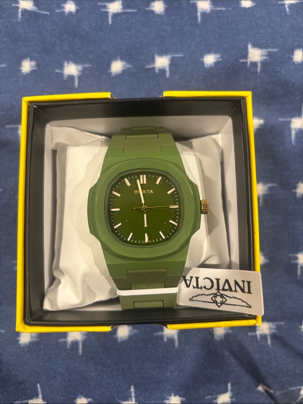 Invicta Olive Green matte Watch with Gold Accents